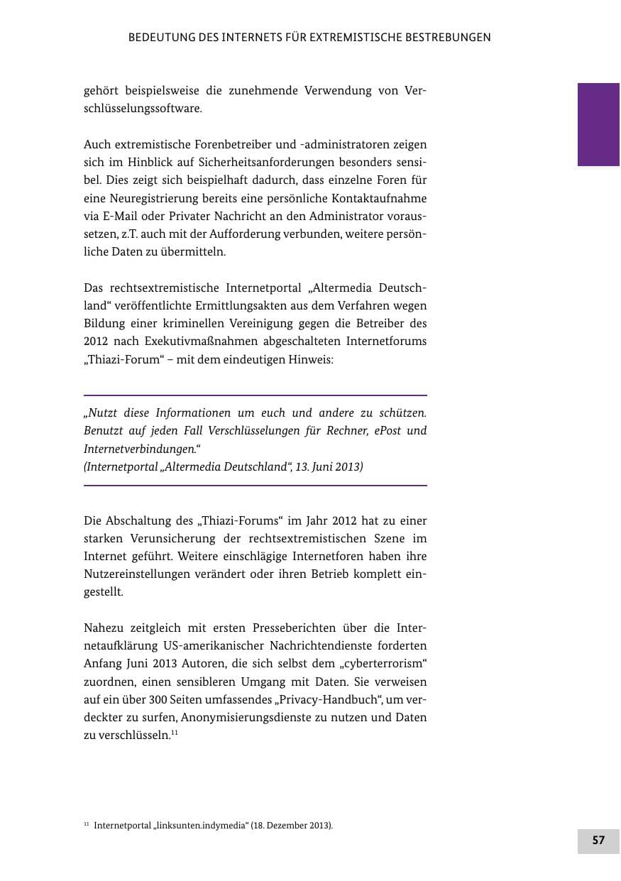 Seite 56 des Verfassungsschutzbericht 2013 Bund