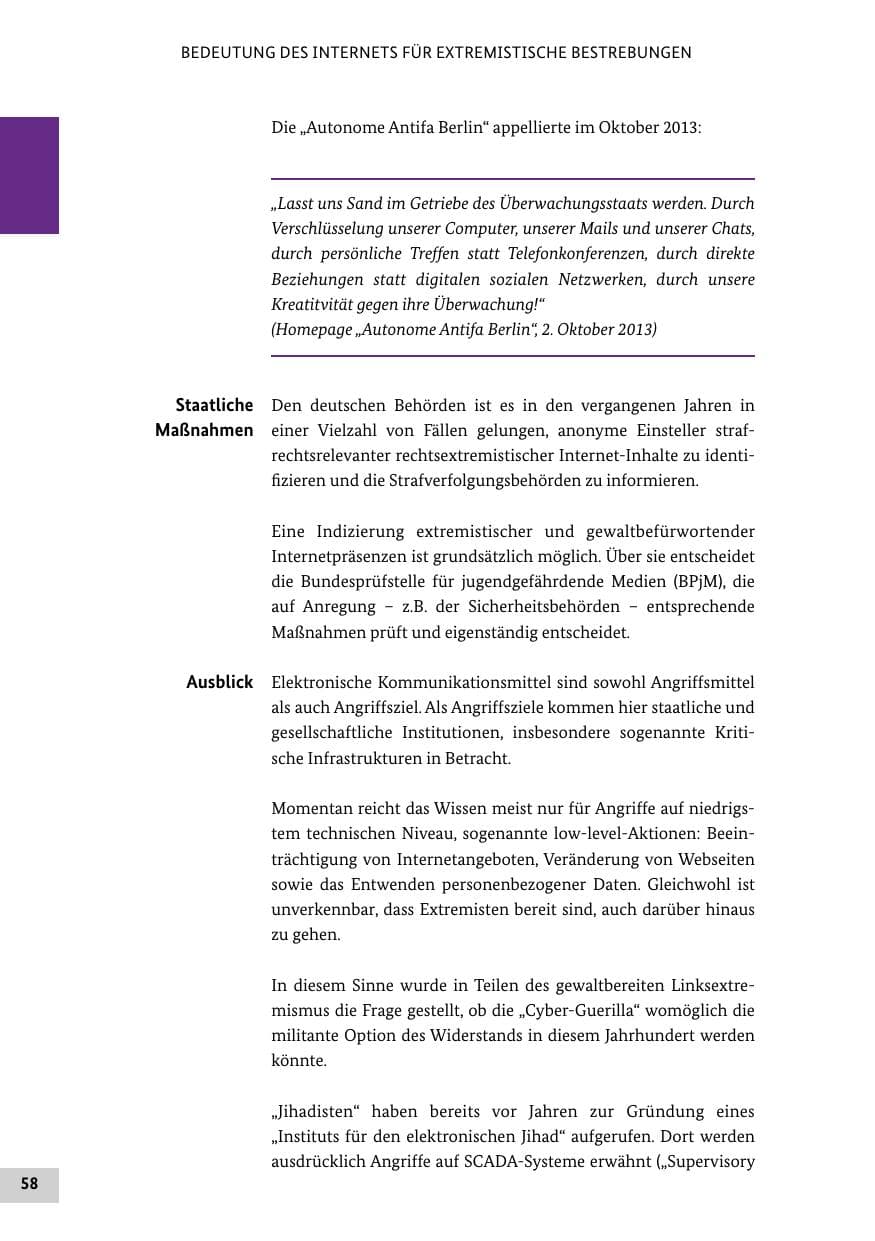 Seite 57 des Verfassungsschutzbericht 2013 Bund