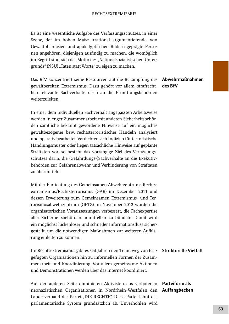 Seite 62 des Verfassungsschutzbericht 2013 Bund