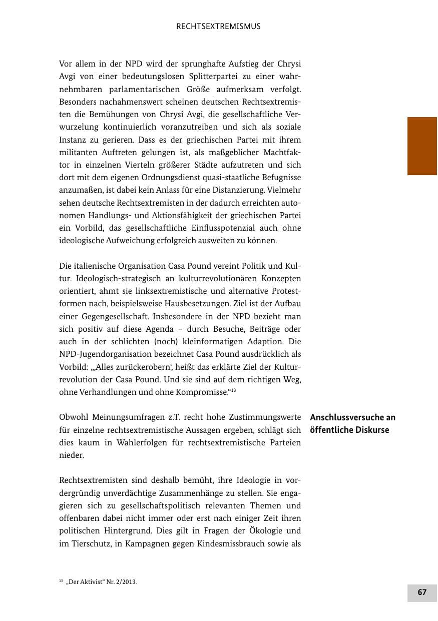 Seite 66 des Verfassungsschutzbericht 2013 Bund