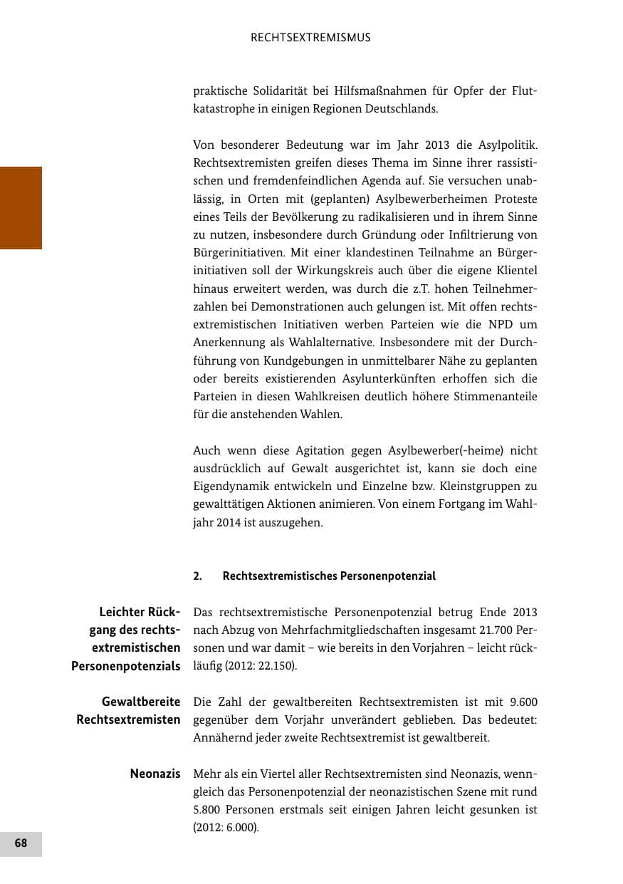 Seite 67 des Verfassungsschutzbericht 2013 Bund