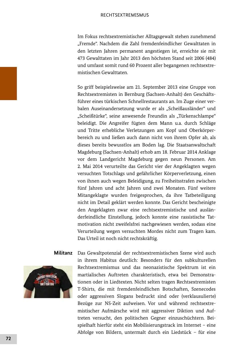 Seite 71 des Verfassungsschutzbericht 2013 Bund