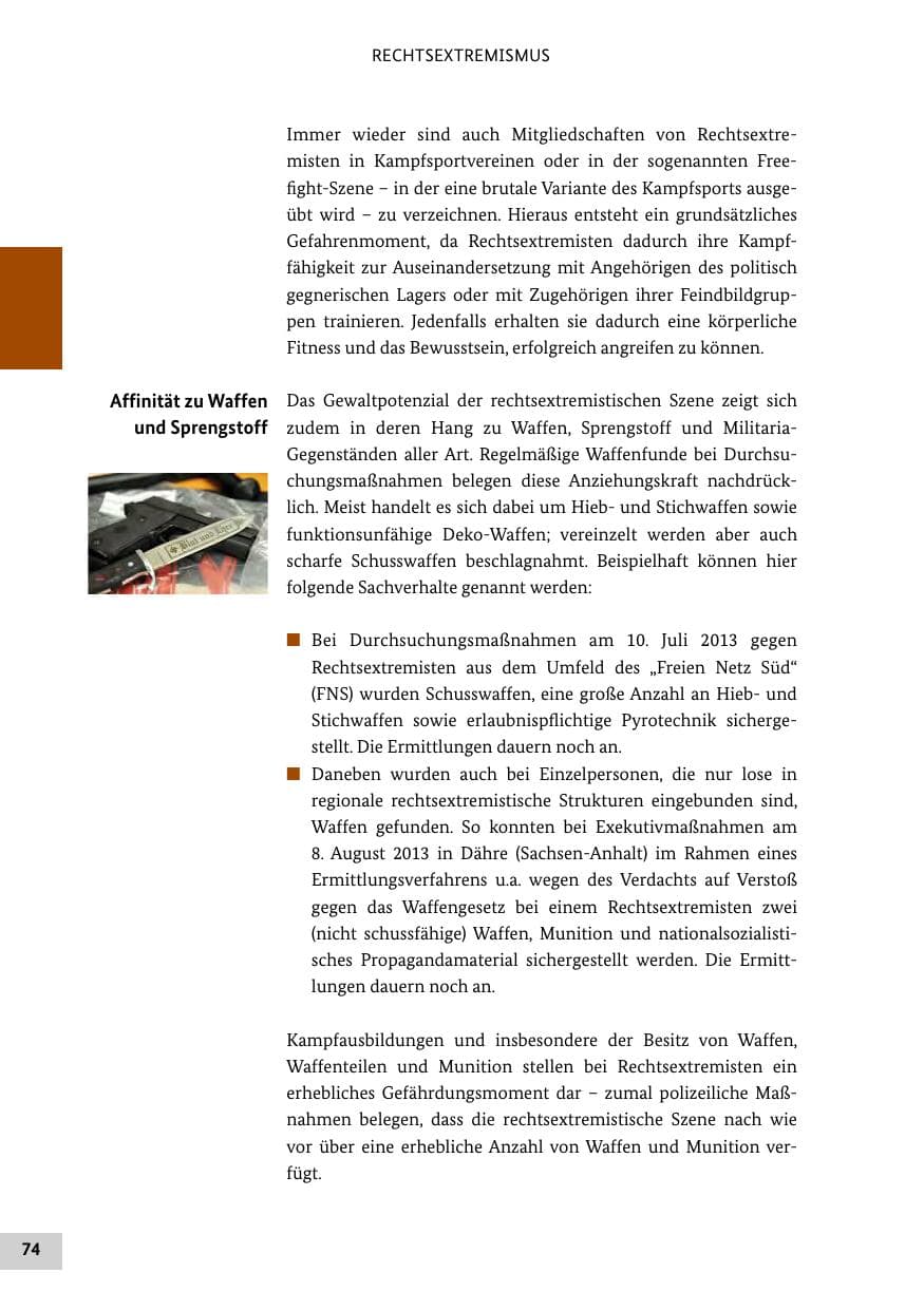 Seite 73 des Verfassungsschutzbericht 2013 Bund