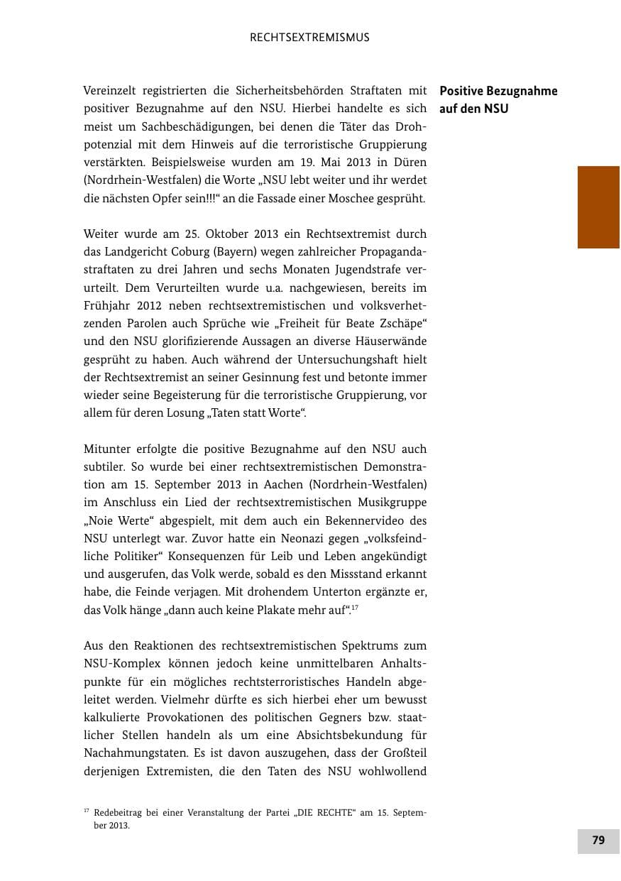 Seite 78 des Verfassungsschutzbericht 2013 Bund