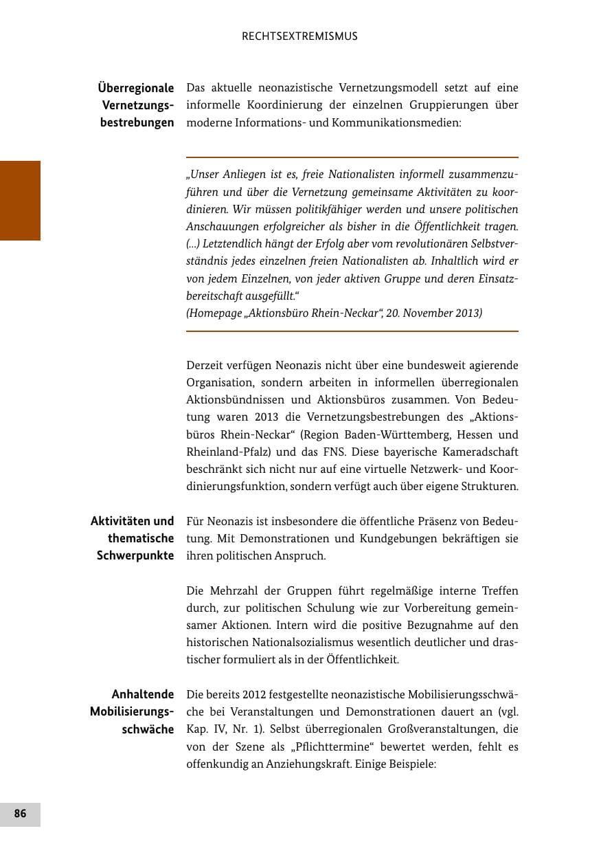 Seite 85 des Verfassungsschutzbericht 2013 Bund