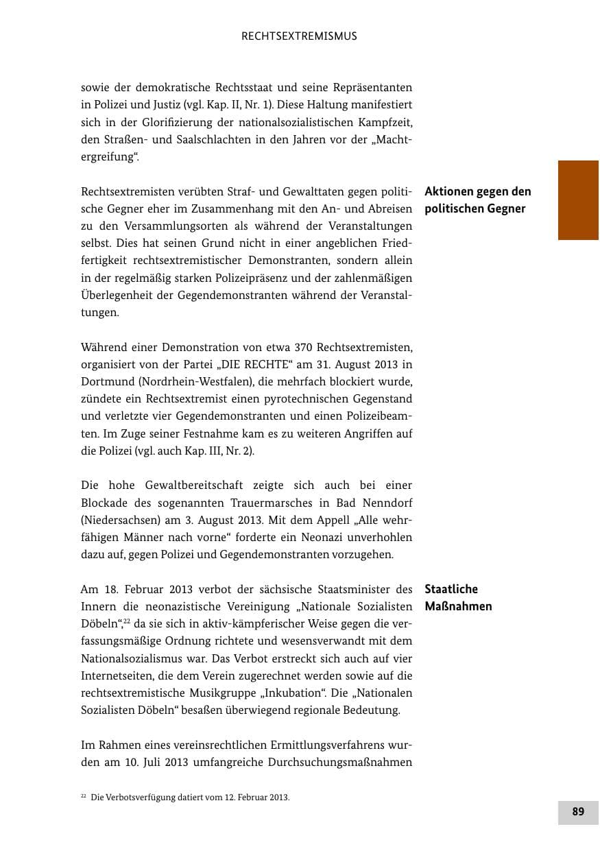 Seite 88 des Verfassungsschutzbericht 2013 Bund
