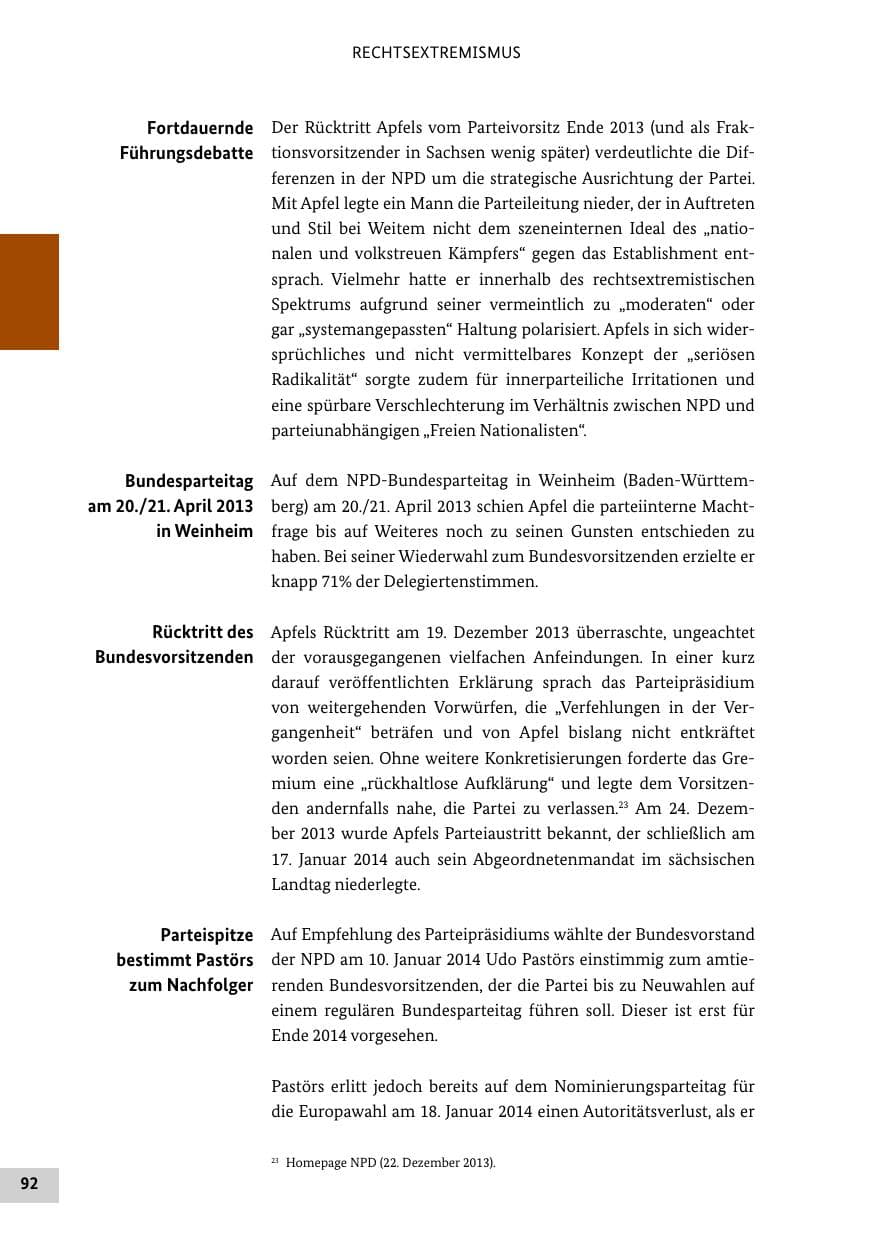 Seite 91 des Verfassungsschutzbericht 2013 Bund