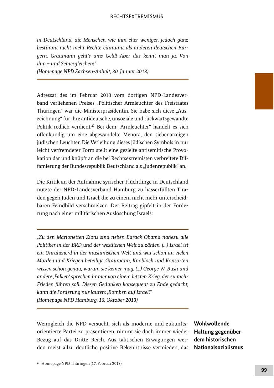 Seite 98 des Verfassungsschutzbericht 2013 Bund