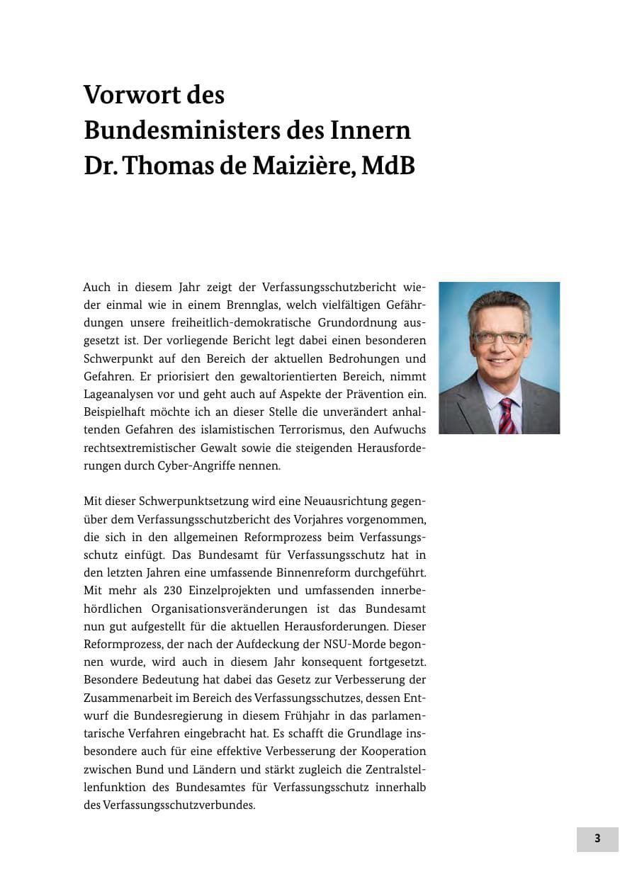 Seite 2 des Verfassungsschutzbericht 2014 Bund