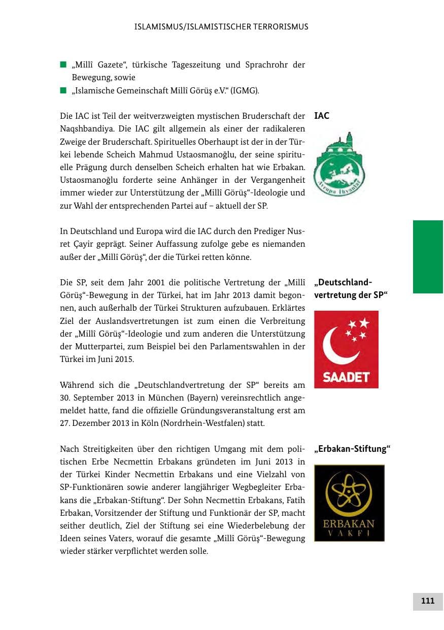Seite 110 des Verfassungsschutzbericht 2014 Bund