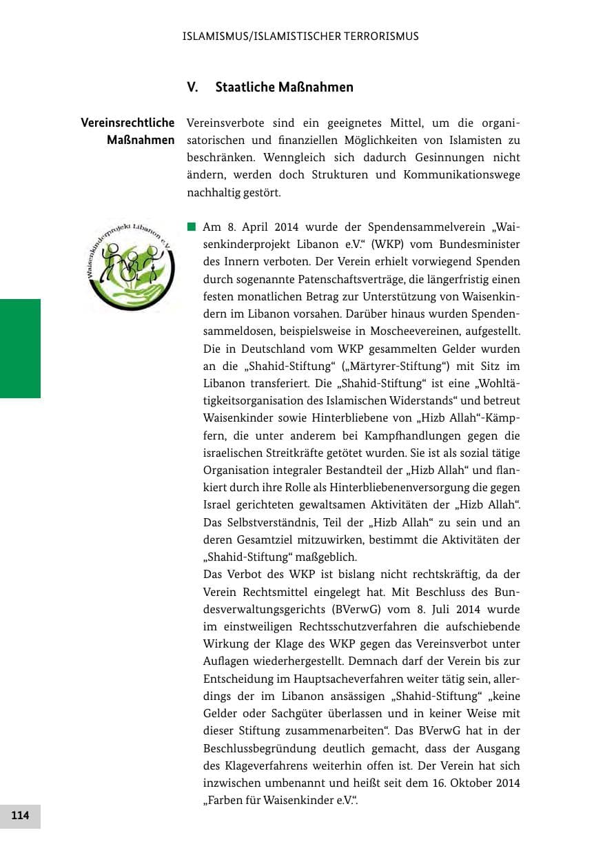 Seite 113 des Verfassungsschutzbericht 2014 Bund