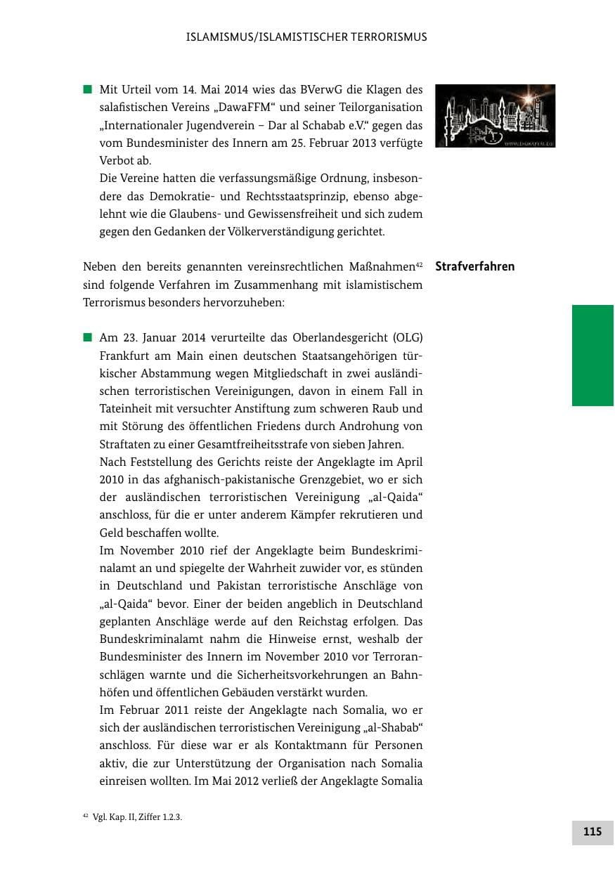 Seite 114 des Verfassungsschutzbericht 2014 Bund