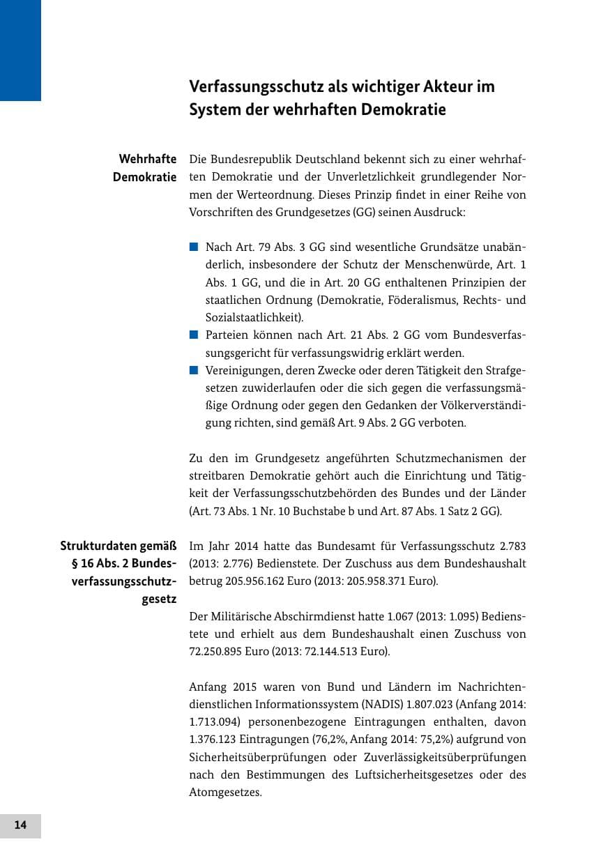 Seite 13 des Verfassungsschutzbericht 2014 Bund