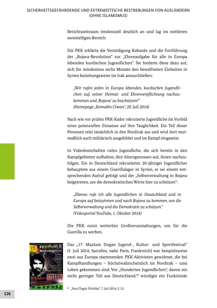 Seite 125 des Verfassungsschutzbericht 2014 Bund