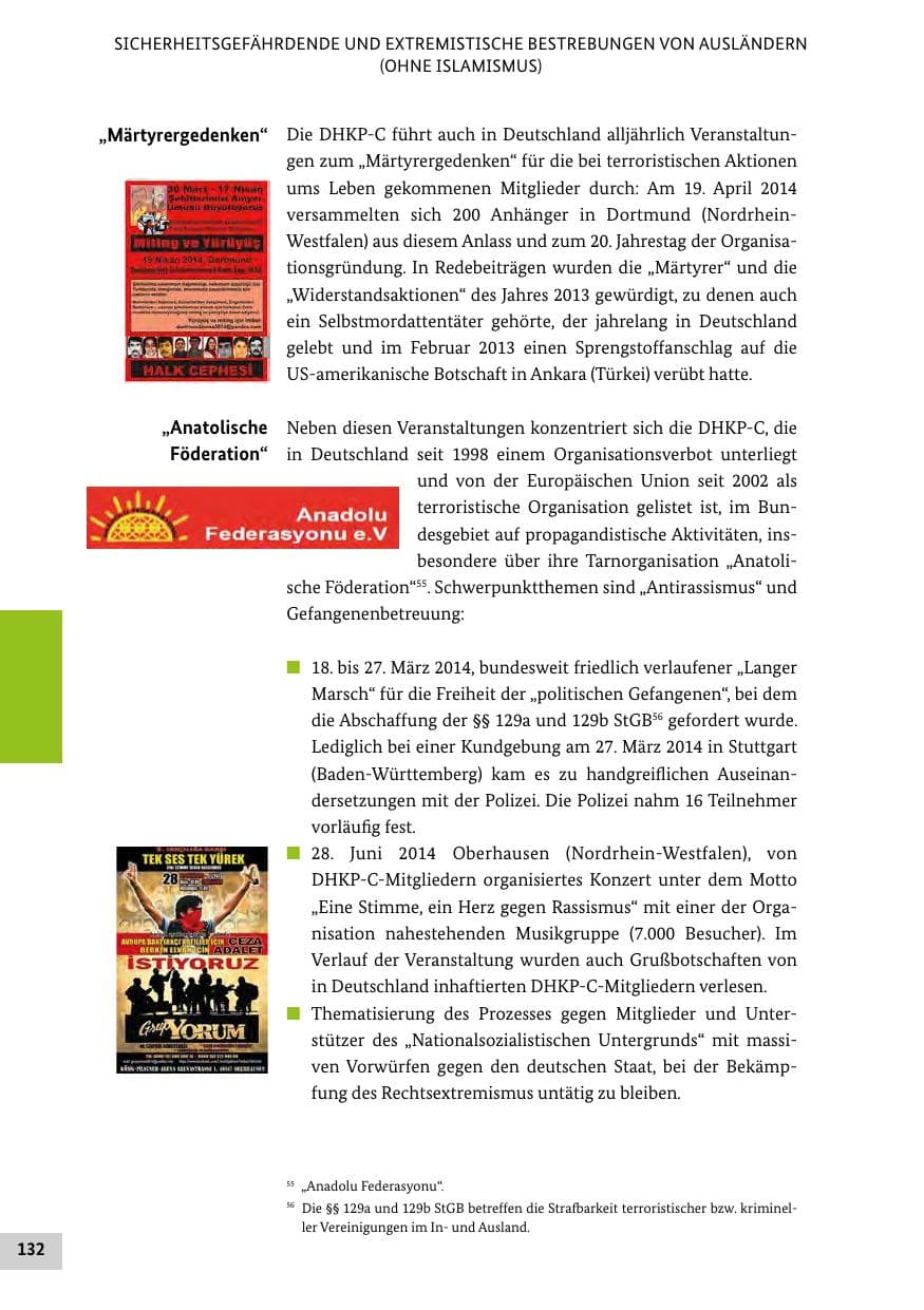 Seite 131 des Verfassungsschutzbericht 2014 Bund