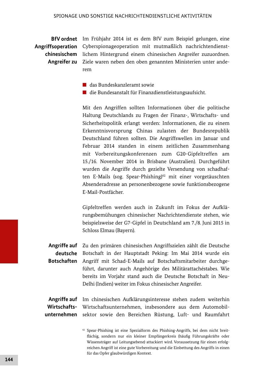 Seite 143 des Verfassungsschutzbericht 2014 Bund