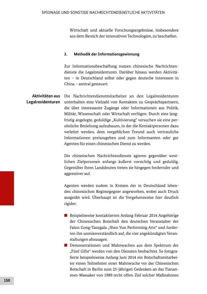 Seite 149 des Verfassungsschutzbericht 2014 Bund
