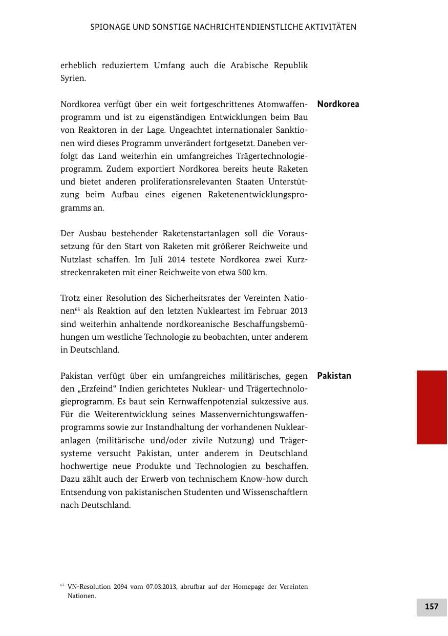 Seite 156 des Verfassungsschutzbericht 2014 Bund
