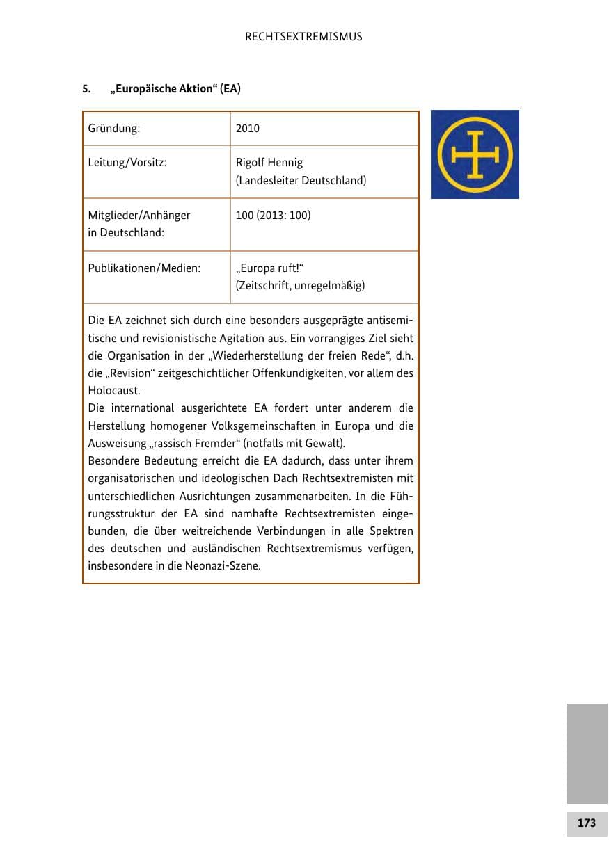 Seite 172 des Verfassungsschutzbericht 2014 Bund