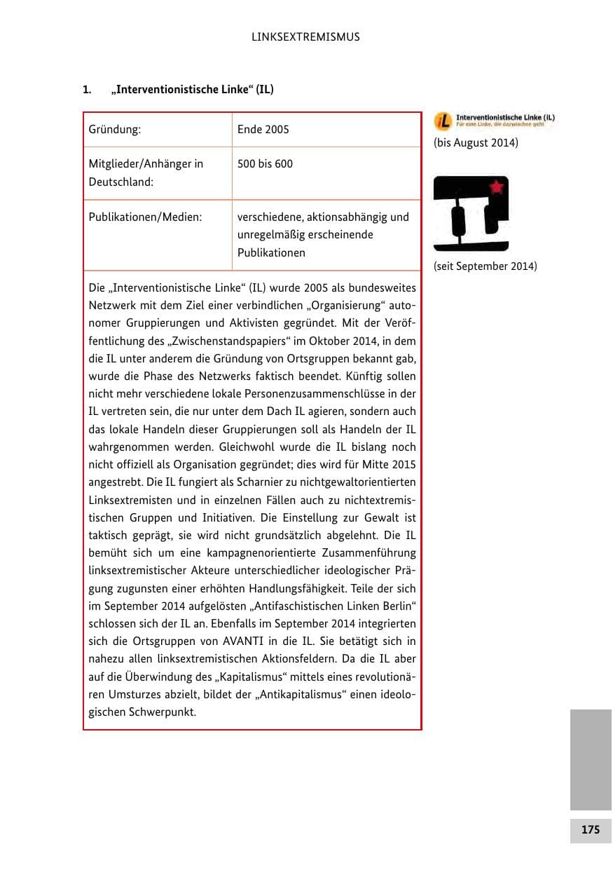 Seite 174 des Verfassungsschutzbericht 2014 Bund