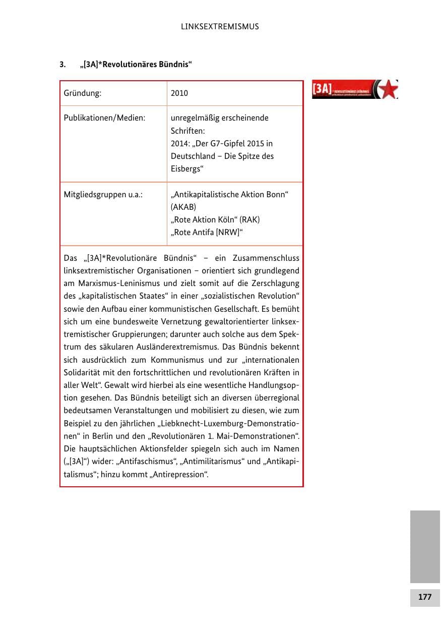 Seite 176 des Verfassungsschutzbericht 2014 Bund