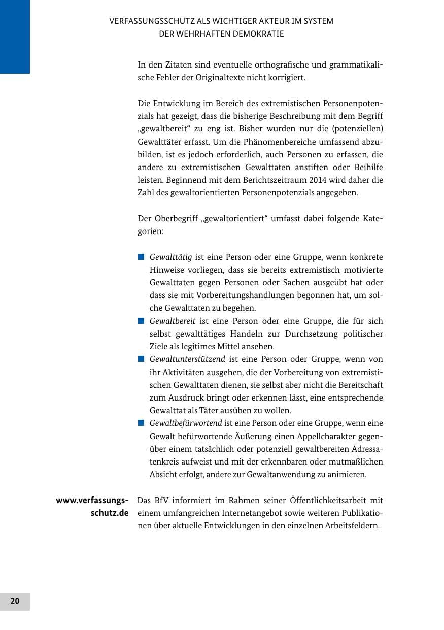 Seite 19 des Verfassungsschutzbericht 2014 Bund