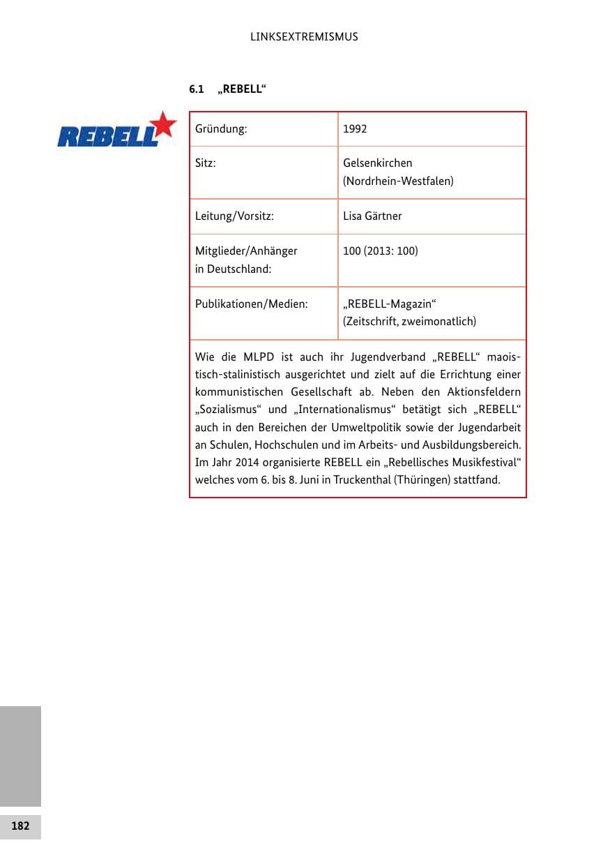 Seite 181 des Verfassungsschutzbericht 2014 Bund