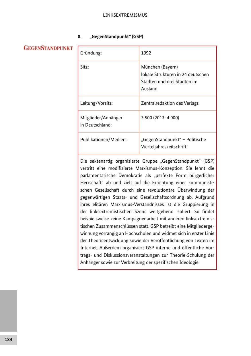 Seite 183 des Verfassungsschutzbericht 2014 Bund