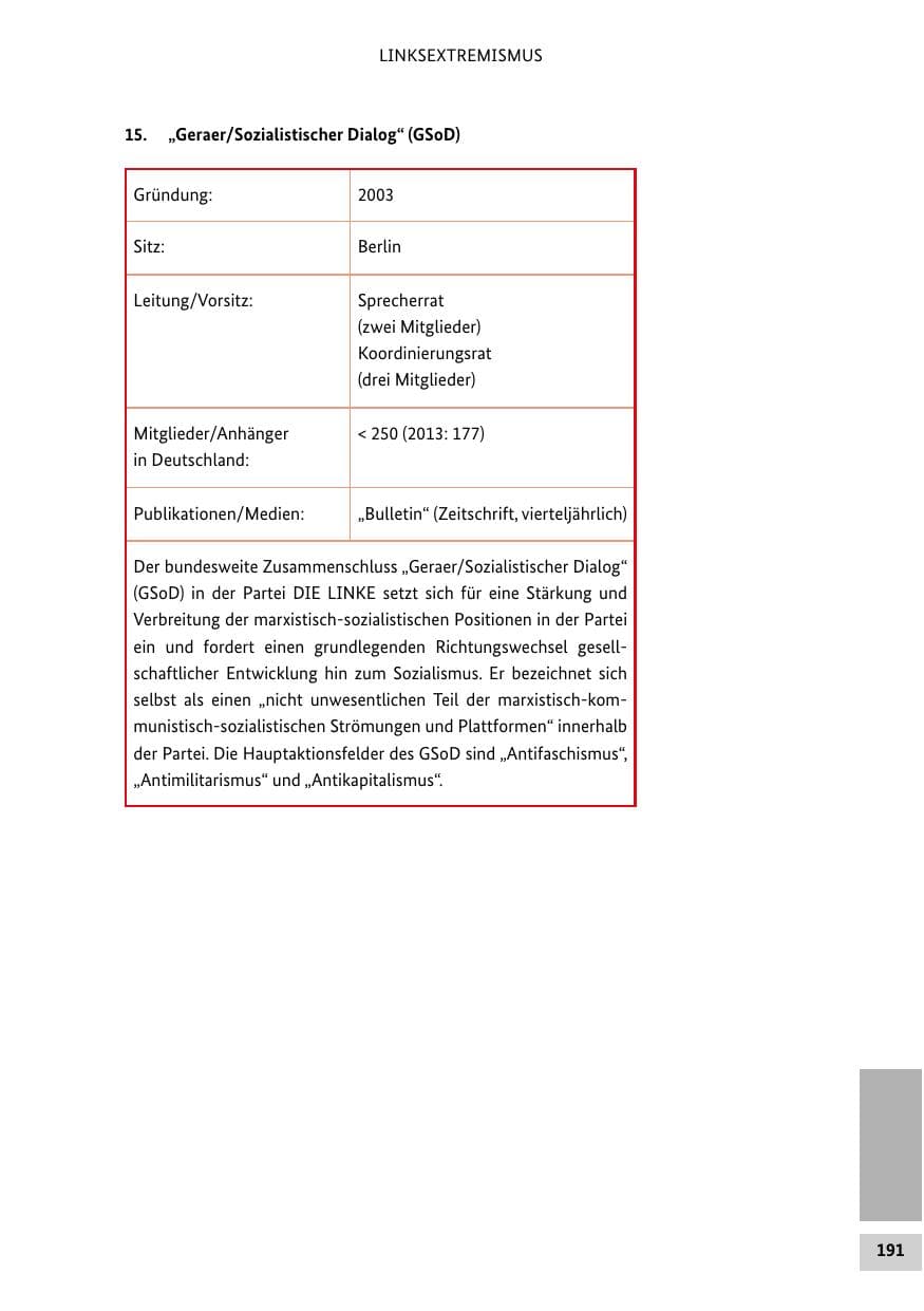 Seite 190 des Verfassungsschutzbericht 2014 Bund