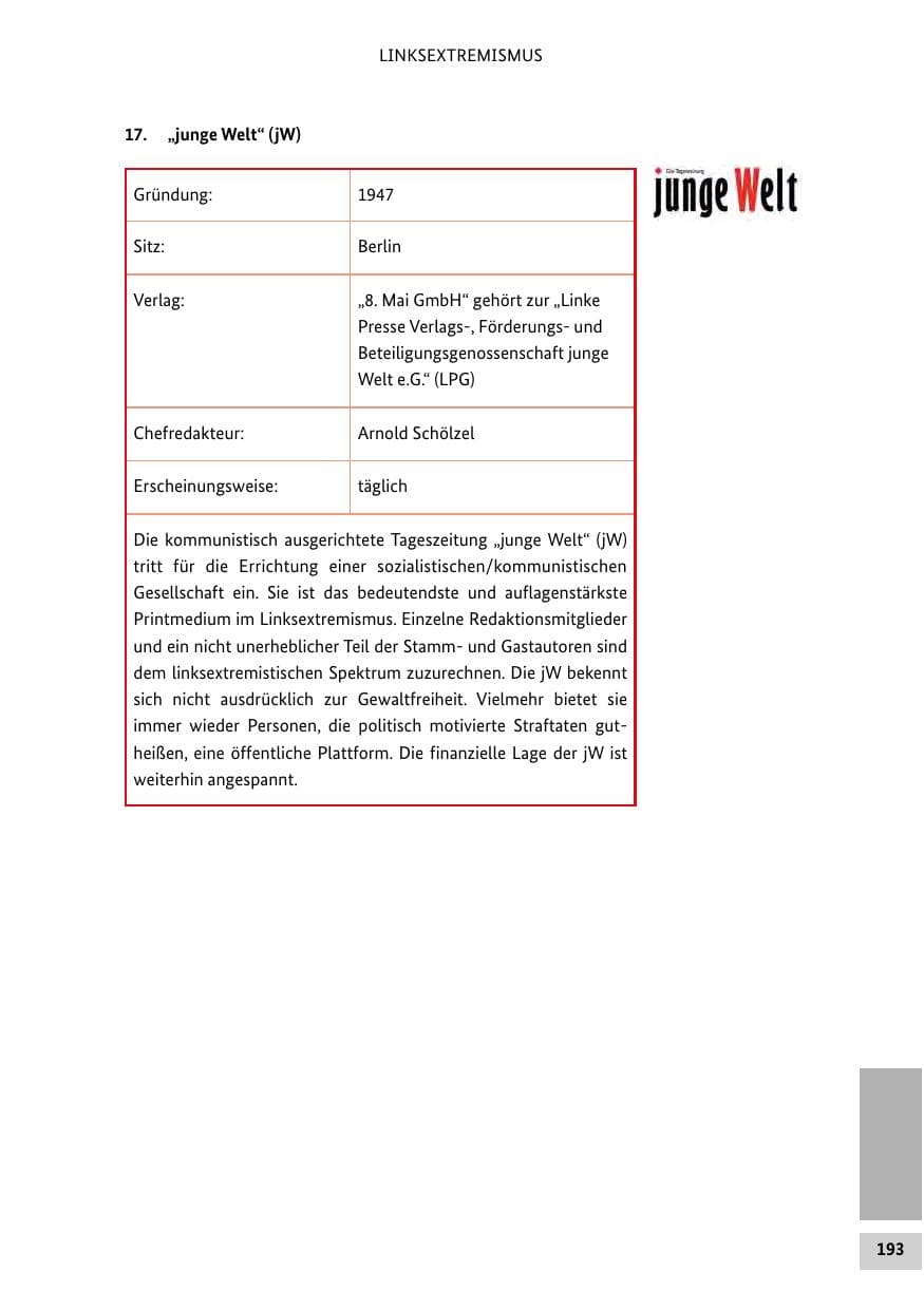 Seite 192 des Verfassungsschutzbericht 2014 Bund