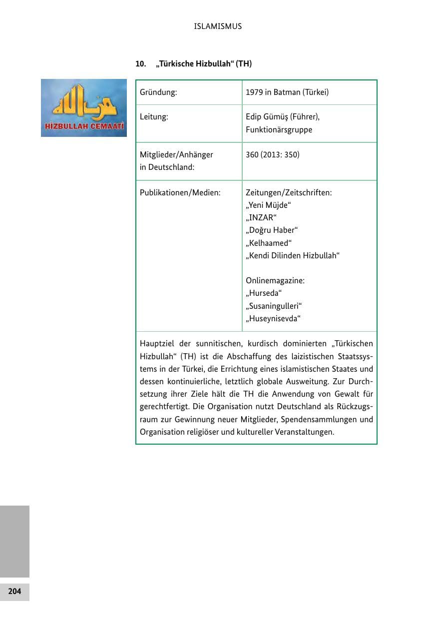 Seite 203 des Verfassungsschutzbericht 2014 Bund