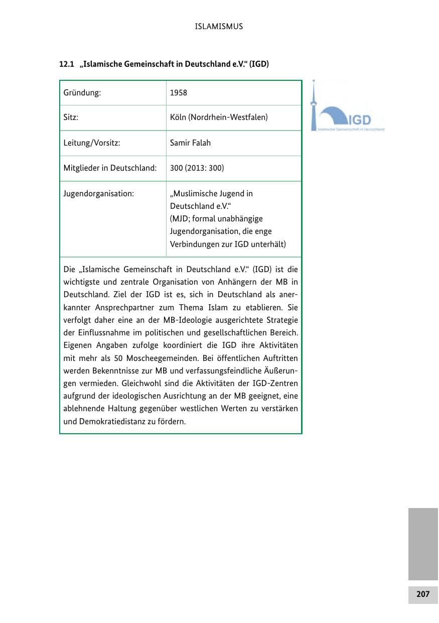 Seite 206 des Verfassungsschutzbericht 2014 Bund
