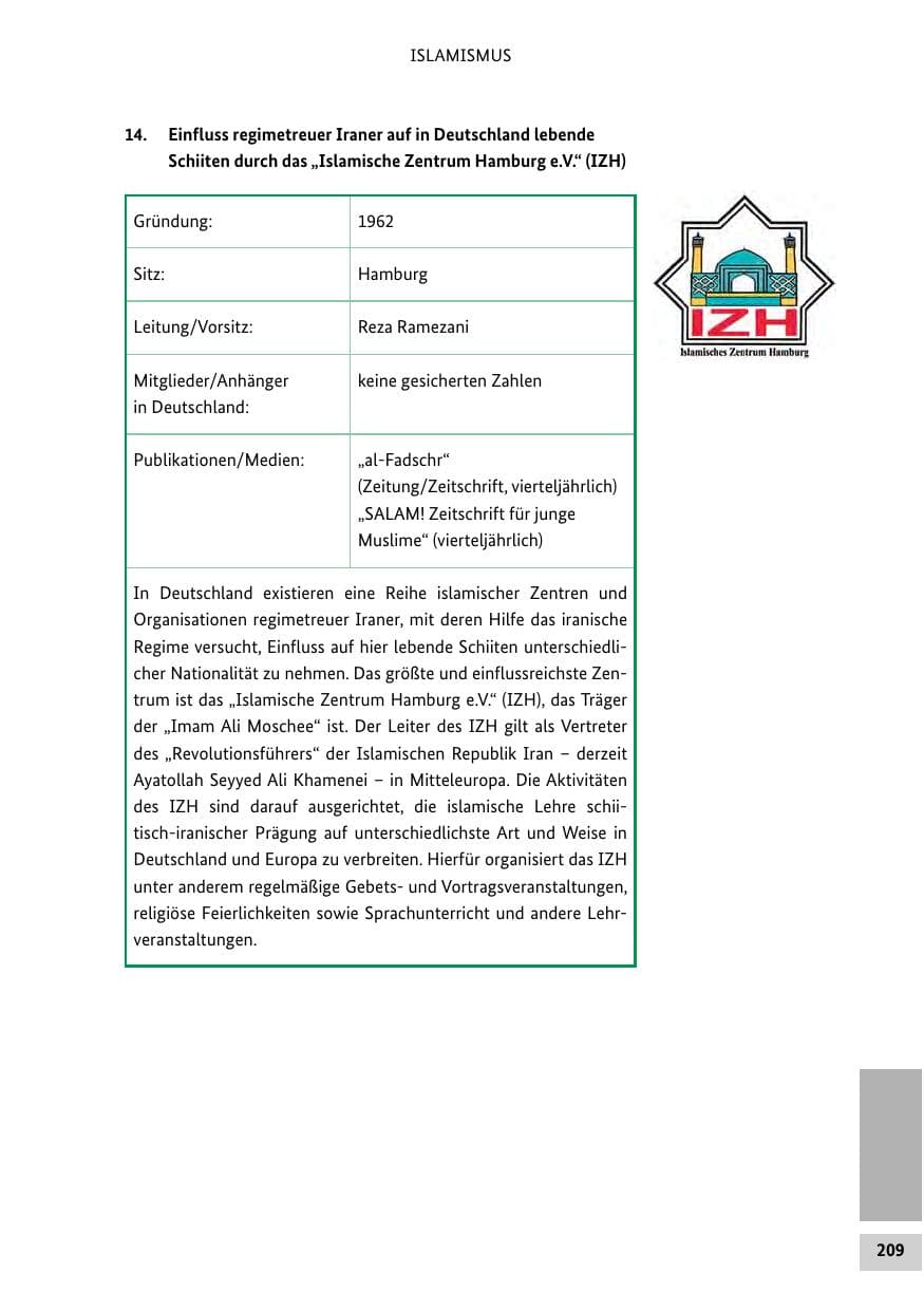 Seite 208 des Verfassungsschutzbericht 2014 Bund