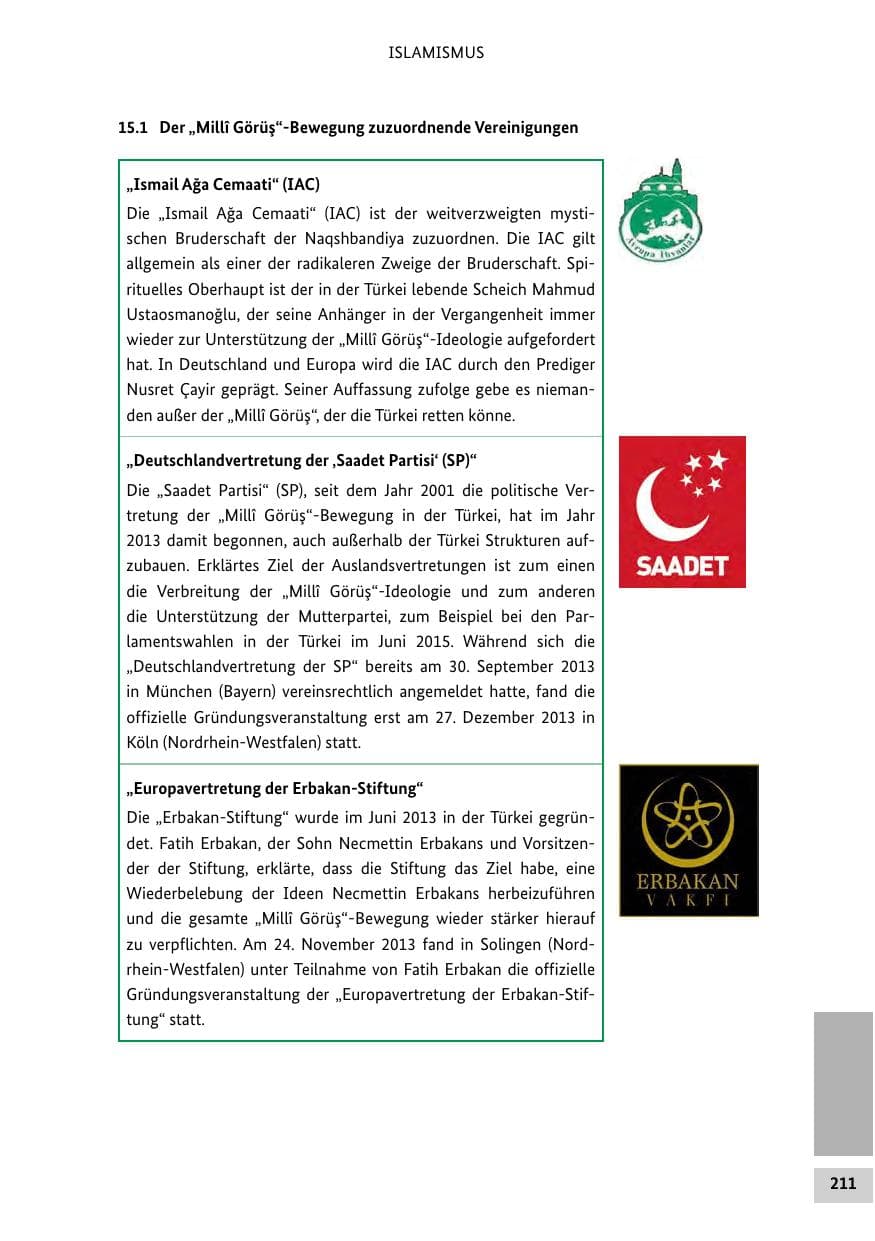 Seite 210 des Verfassungsschutzbericht 2014 Bund