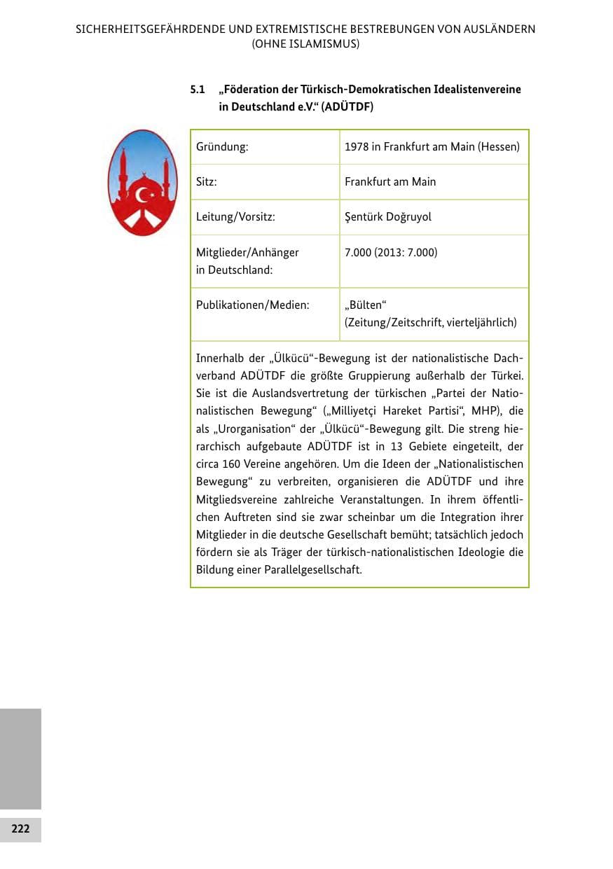 Seite 221 des Verfassungsschutzbericht 2014 Bund