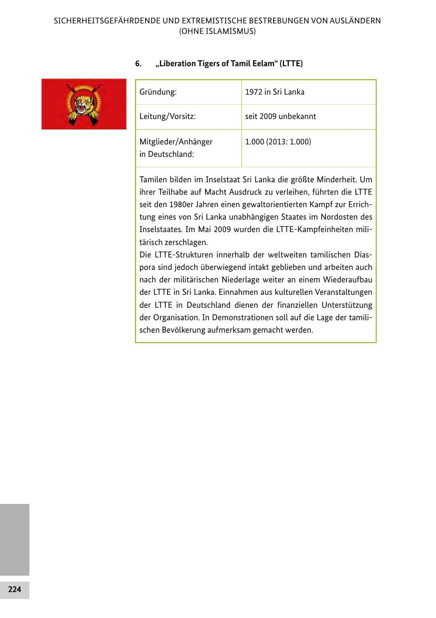 Seite 223 des Verfassungsschutzbericht 2014 Bund