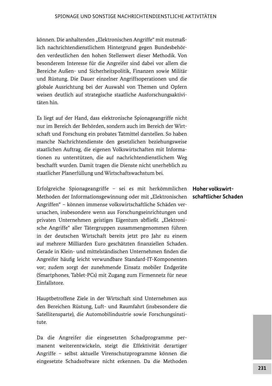 Seite 230 des Verfassungsschutzbericht 2014 Bund
