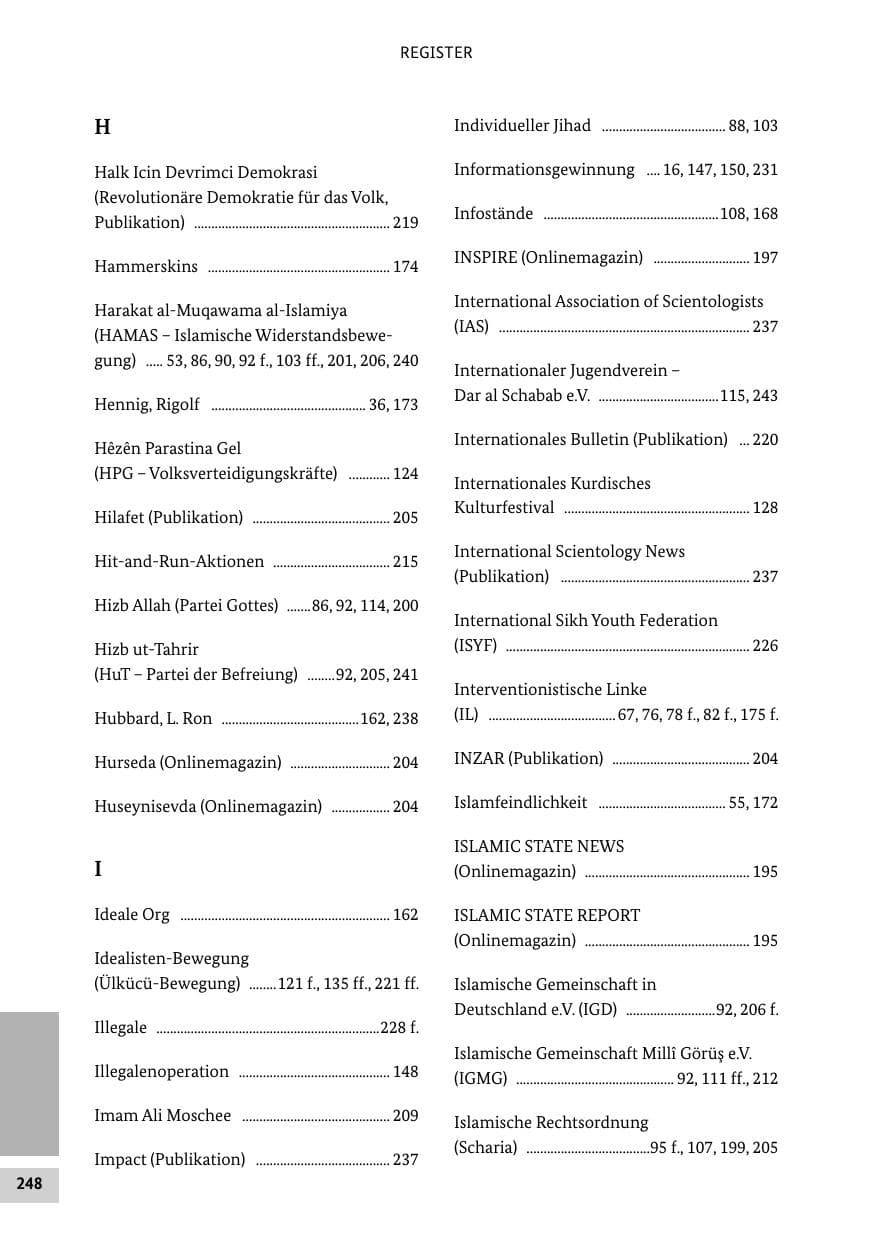 Seite 247 des Verfassungsschutzbericht 2014 Bund