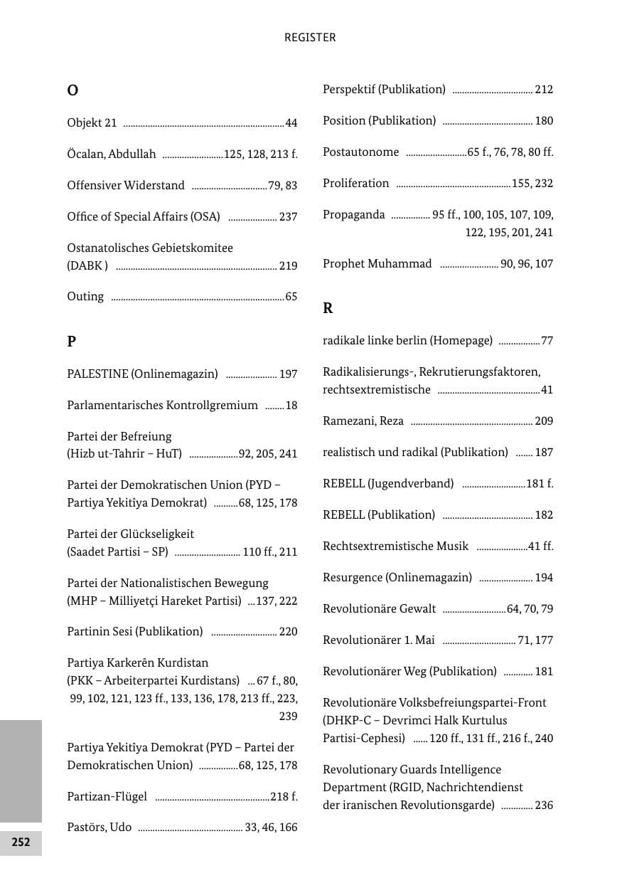 Seite 251 des Verfassungsschutzbericht 2014 Bund