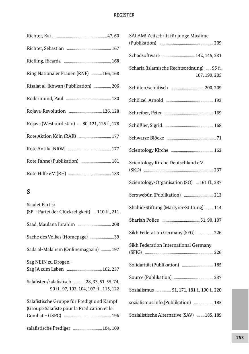 Seite 252 des Verfassungsschutzbericht 2014 Bund