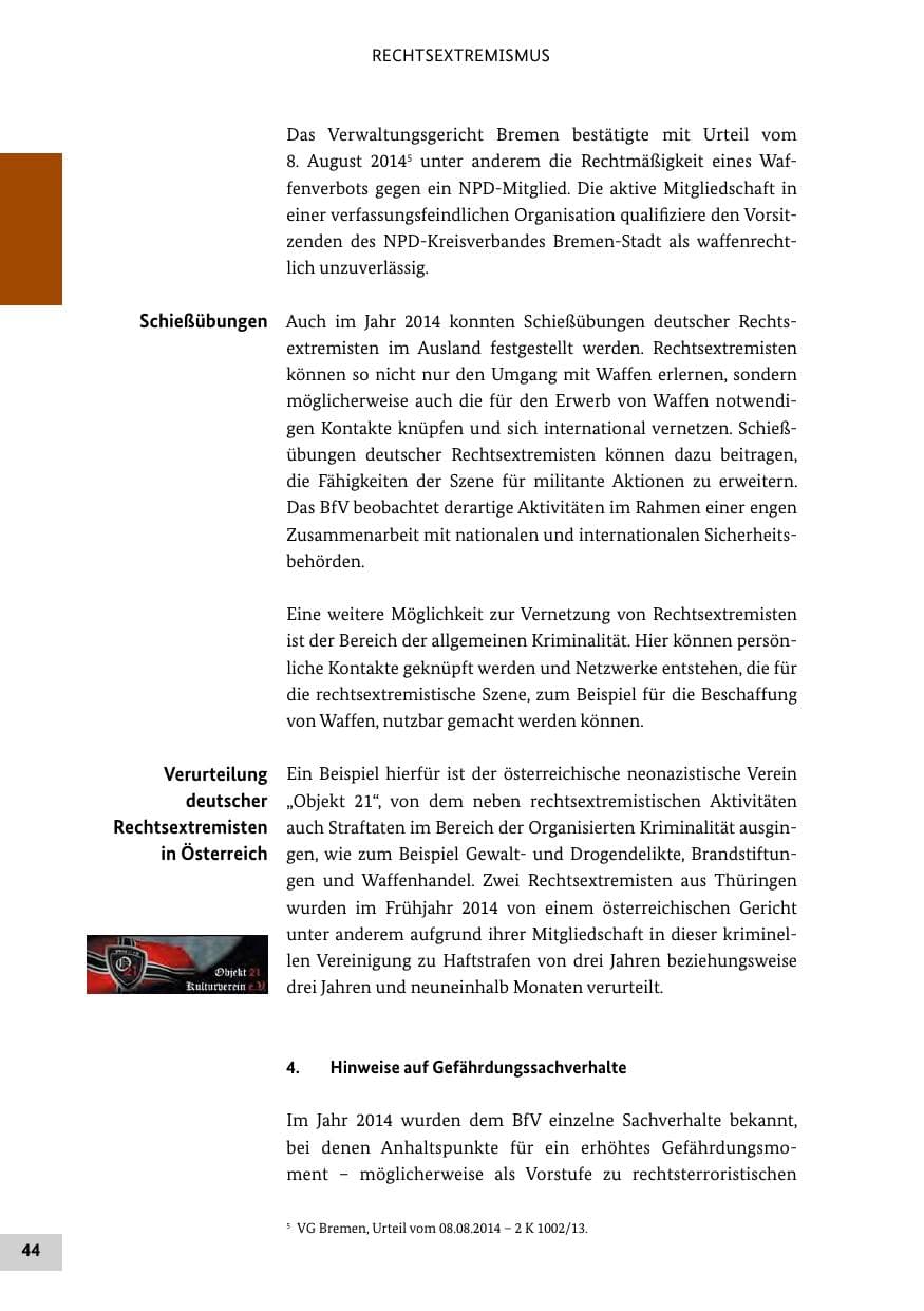 Seite 43 des Verfassungsschutzbericht 2014 Bund