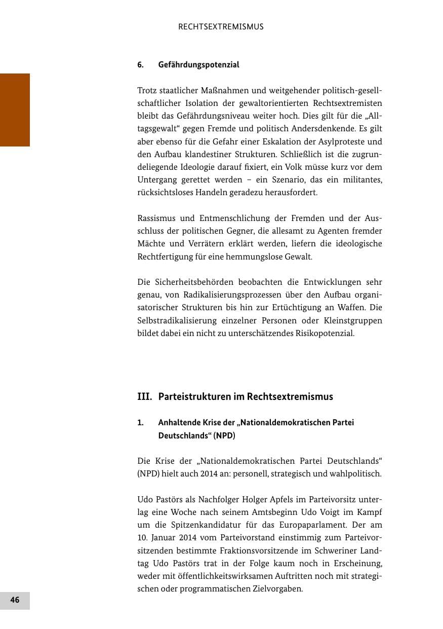 Seite 45 des Verfassungsschutzbericht 2014 Bund
