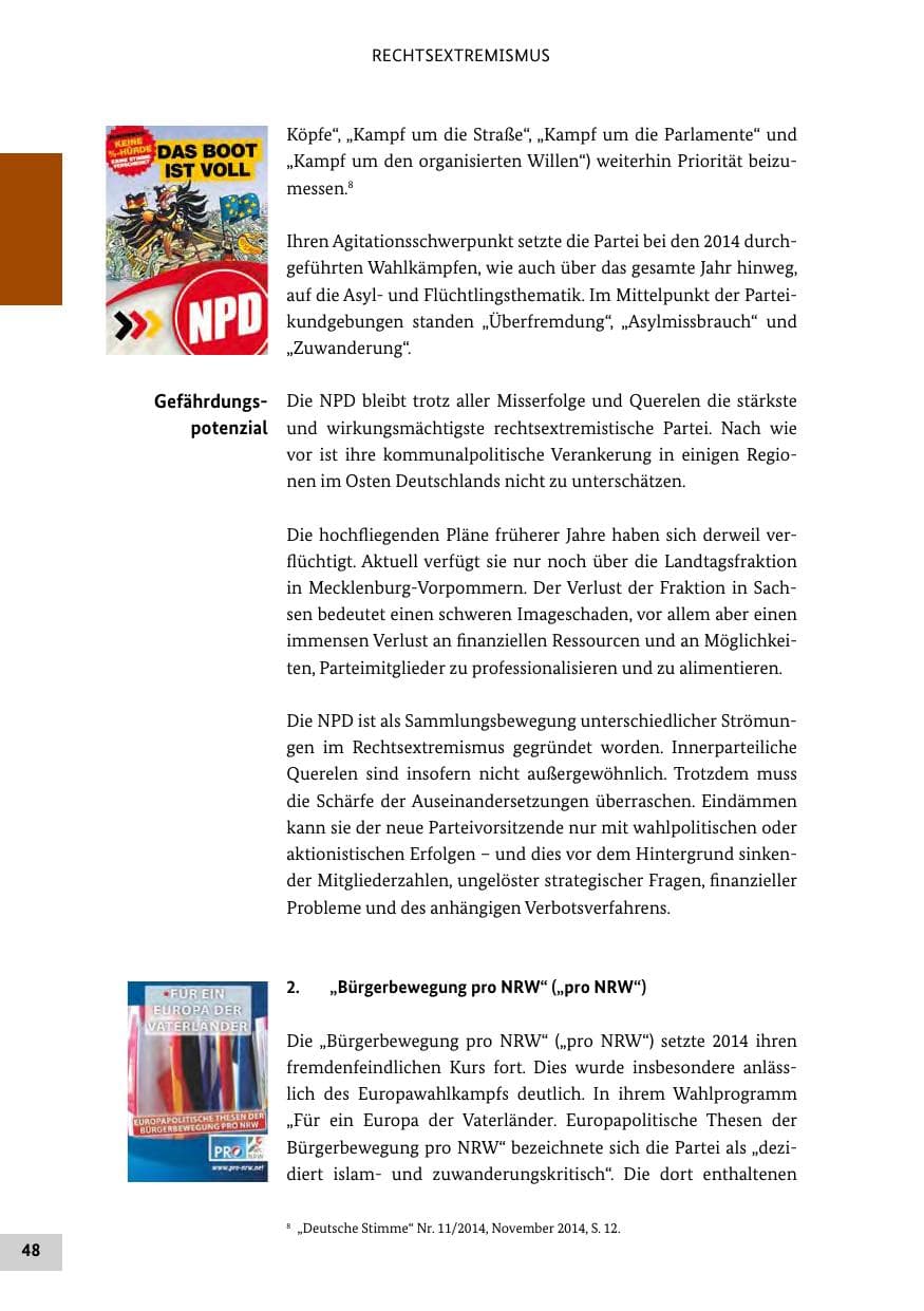 Seite 47 des Verfassungsschutzbericht 2014 Bund