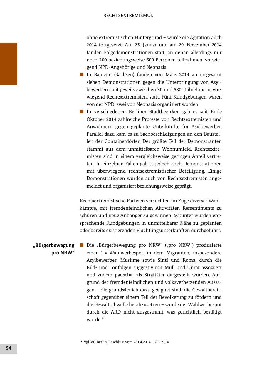 Seite 53 des Verfassungsschutzbericht 2014 Bund