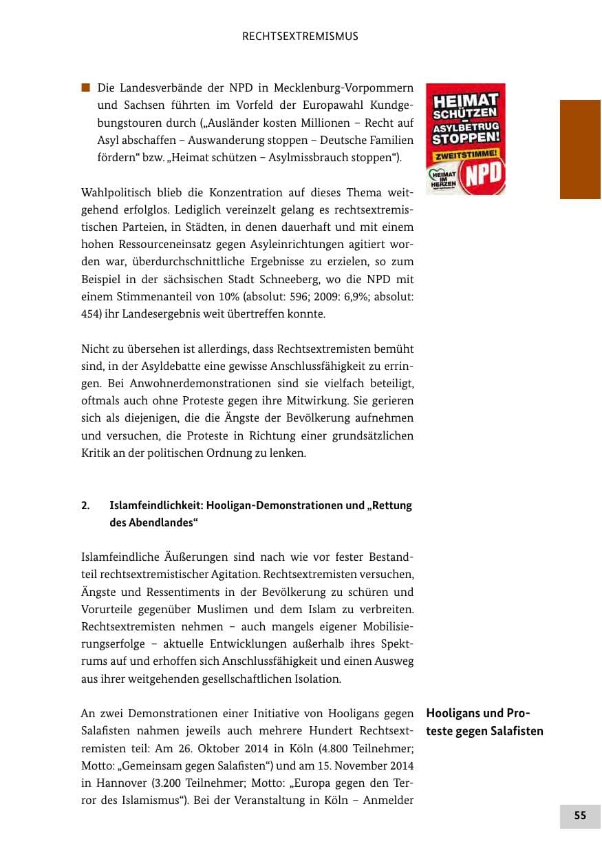 Seite 54 des Verfassungsschutzbericht 2014 Bund