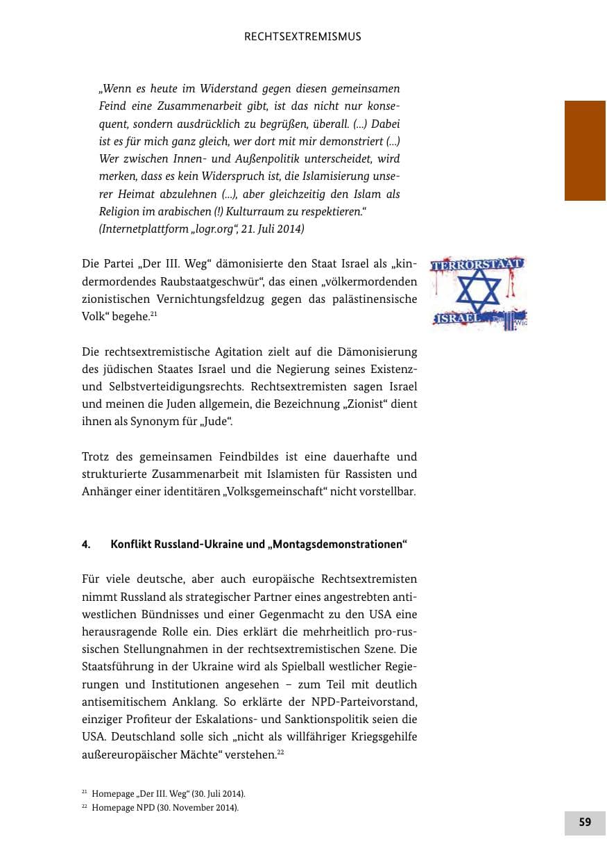Seite 58 des Verfassungsschutzbericht 2014 Bund