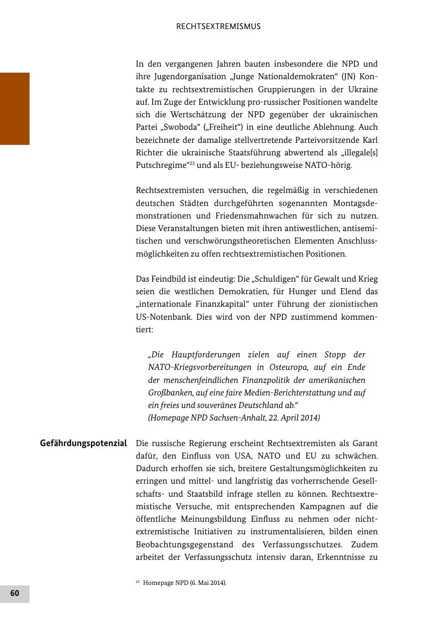 Seite 59 des Verfassungsschutzbericht 2014 Bund