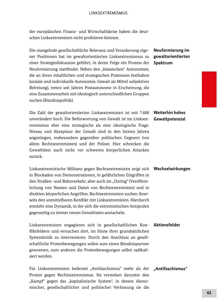 Seite 64 des Verfassungsschutzbericht 2014 Bund