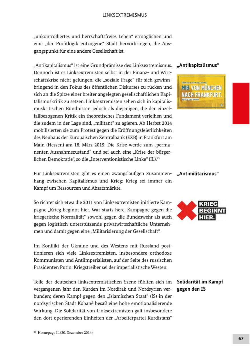 Seite 66 des Verfassungsschutzbericht 2014 Bund
