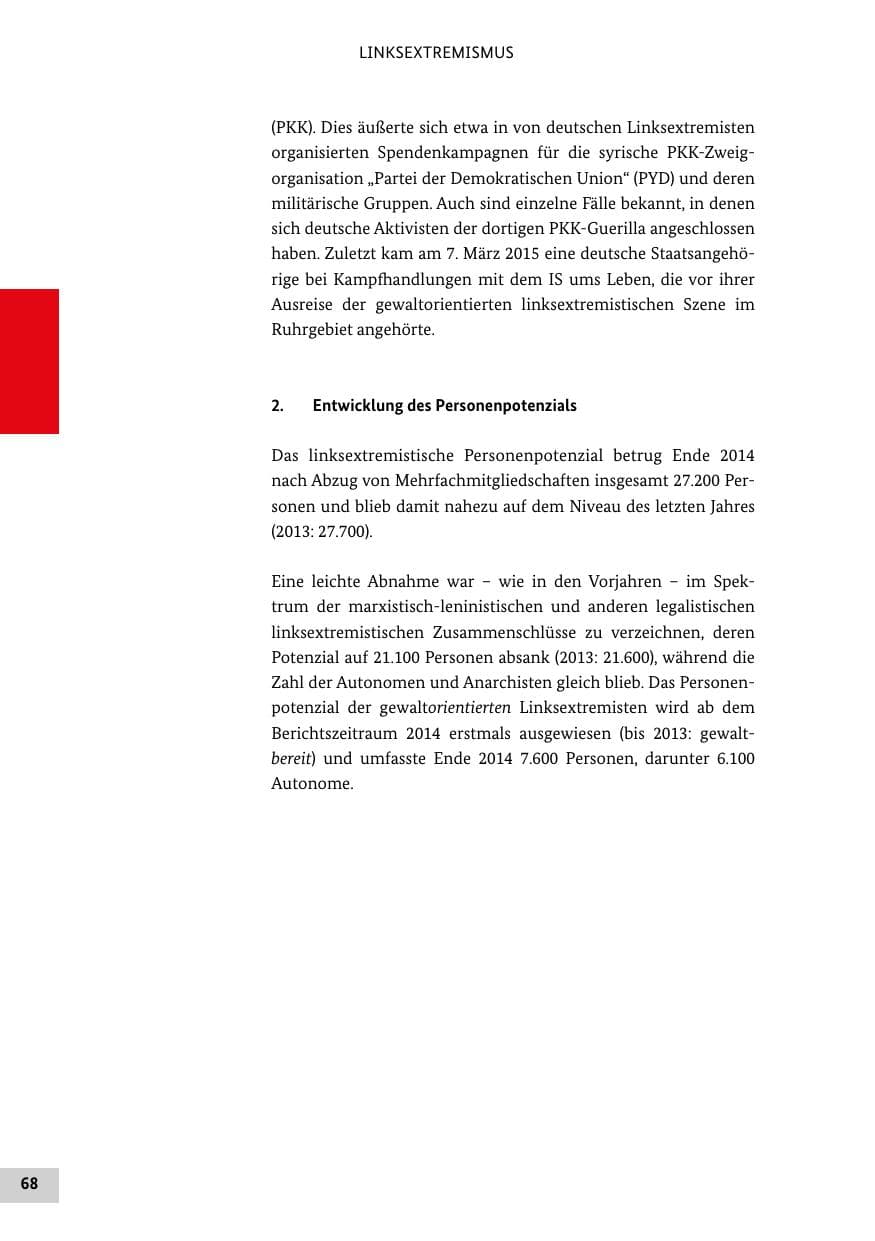 Seite 67 des Verfassungsschutzbericht 2014 Bund